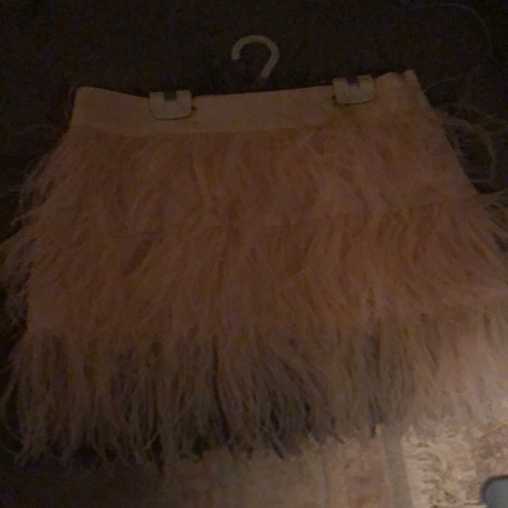 Pink Ostrich Feather Mini-Skirt